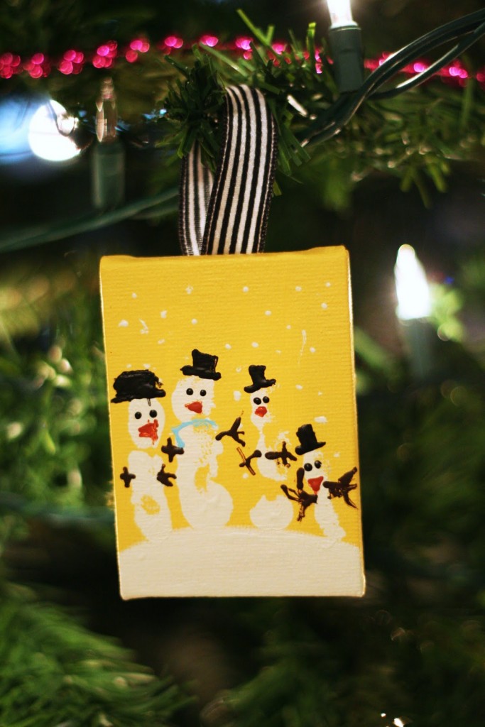 Hand print snowman kids ornaments