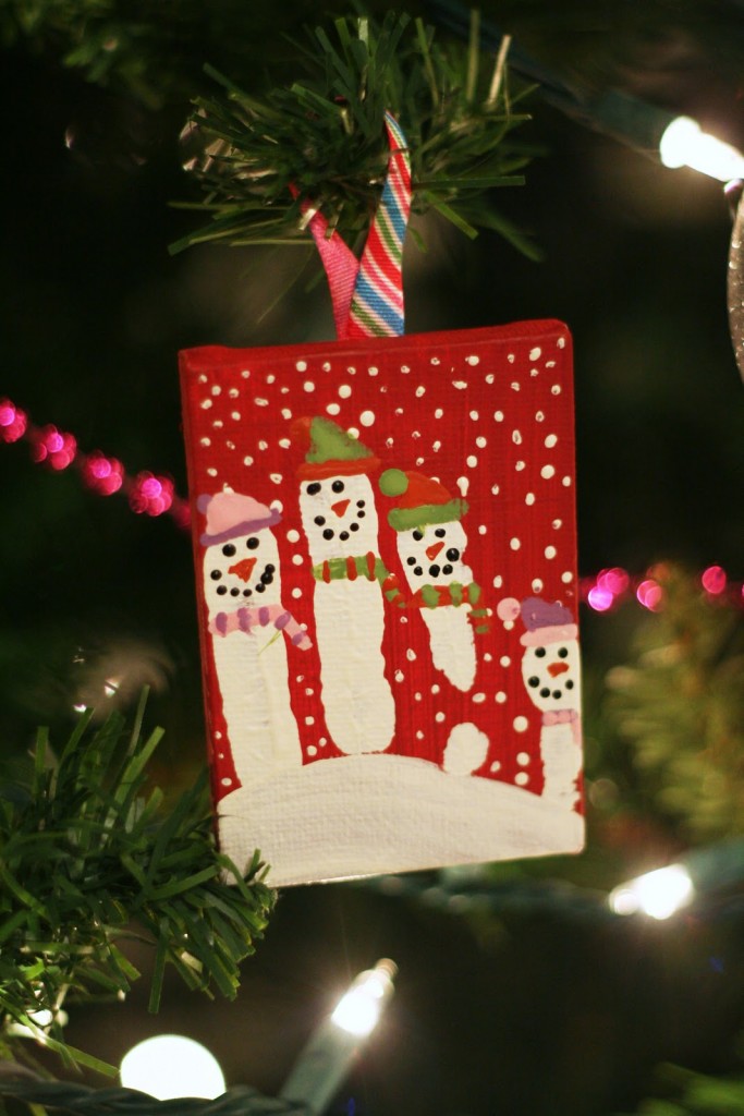 Hand print snowman ornament