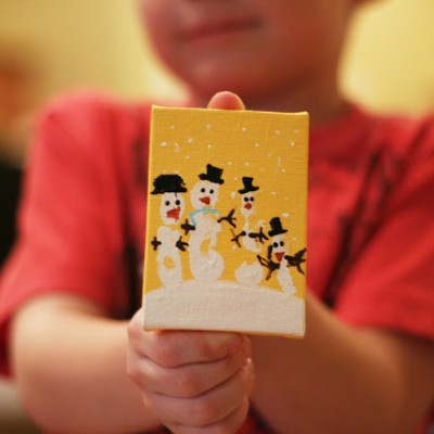 hand print snowman ornaments
