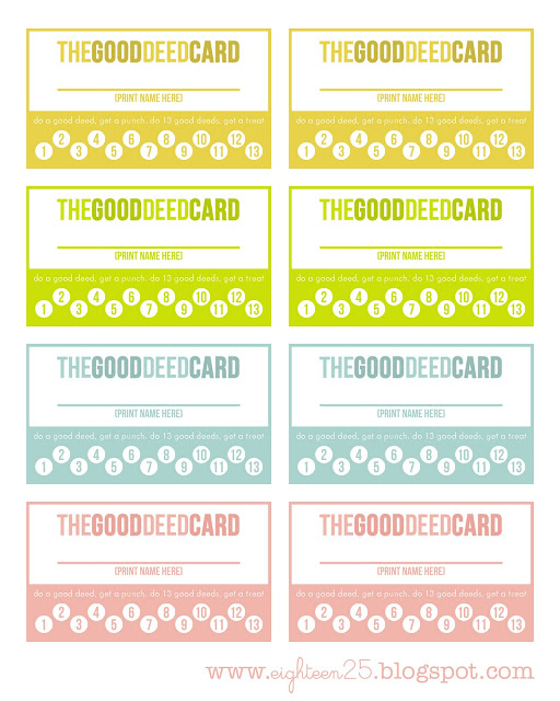 Cutest Good Deed Cards. Print them for free! 