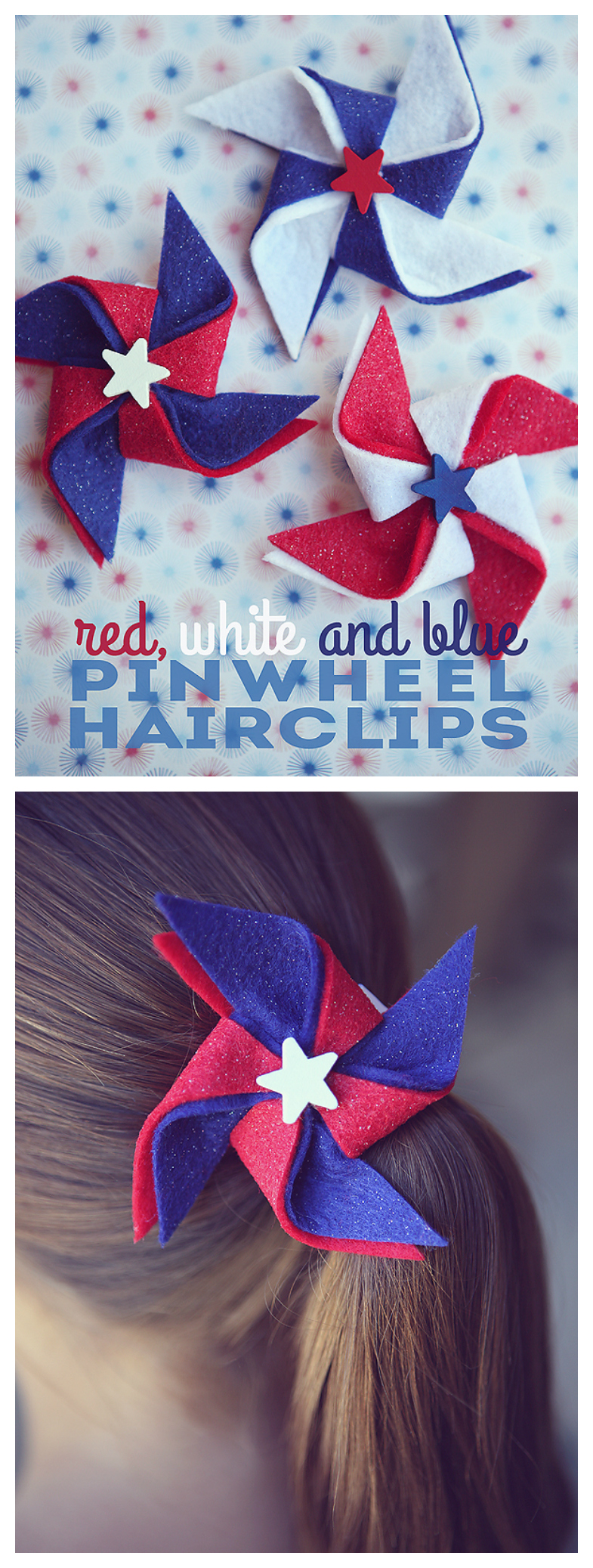 4th of July Pinwheel Hairclips 