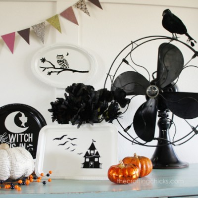 Black & White Halloween Plates