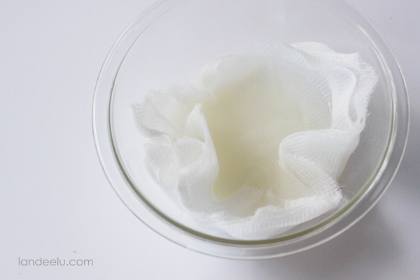Soak cheesecloth in liquid starch