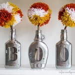 Candy Corn Pom Pom Flowers in Mirrored Boo Vases