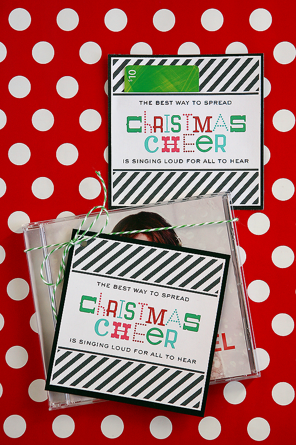 Best Way to Spread Christmas Cheer - Attach our free tags to Christmas music to make a fun gift!
