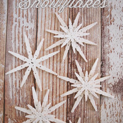 Glittered Clothespin Snowflakes