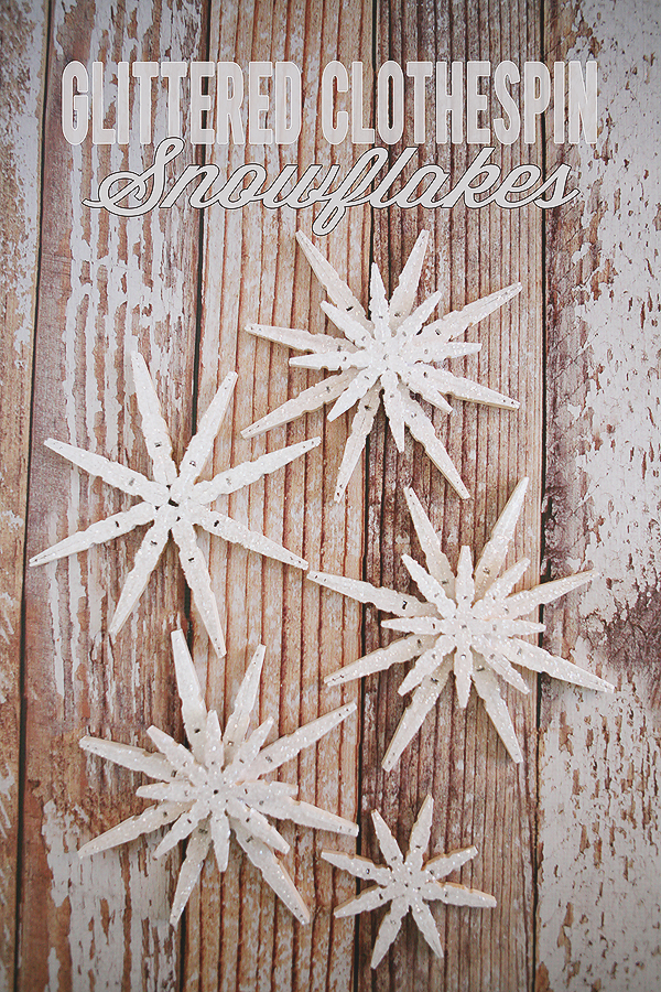 Glittered Clothespin Snowflakes | 50 Awesome DIY Yule Decorations and Craft Ideas You Can Make for the Winter Solstice