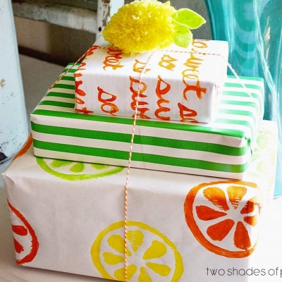 DIY Citrus Stamped Wrapping Paper
