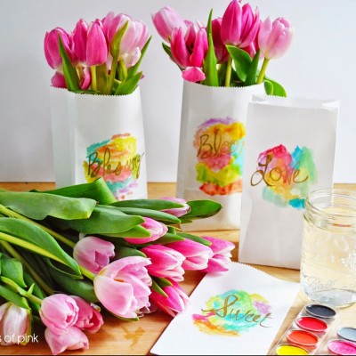 Water Color Paper Bags as Flower Favors