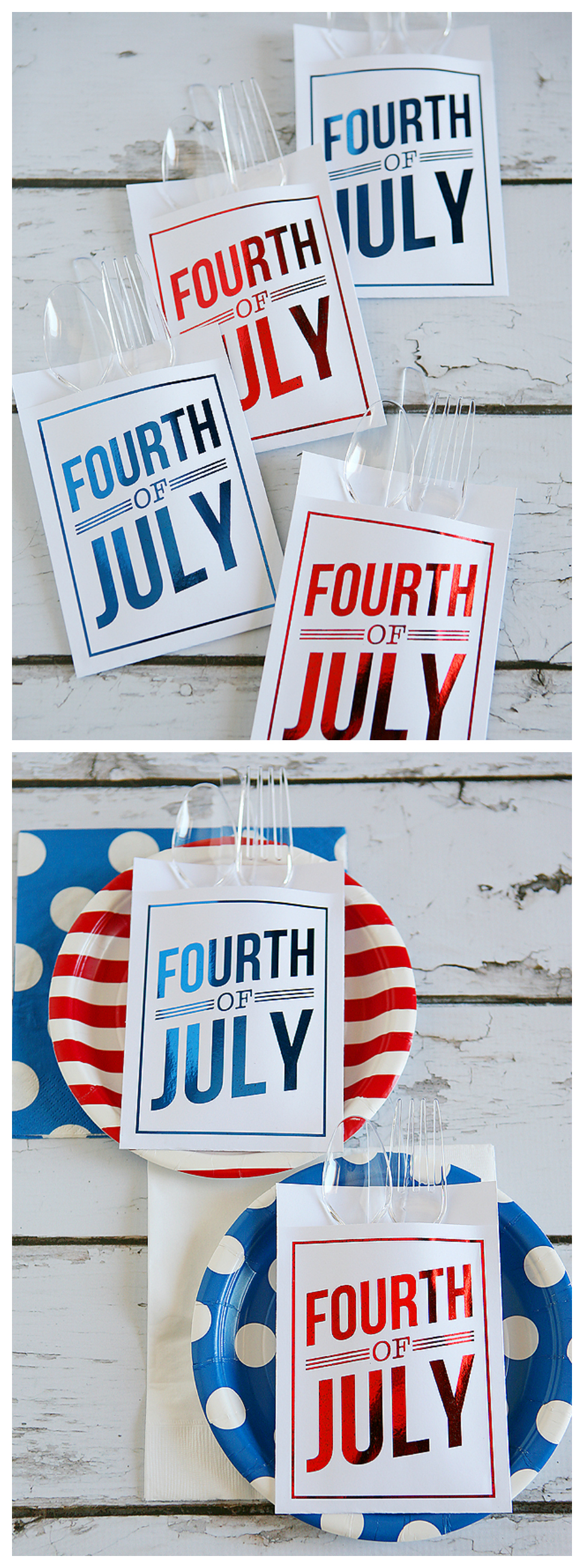 4th of July Utensil Holders | Free Printable 4th of July Utensil Holders for your party!  