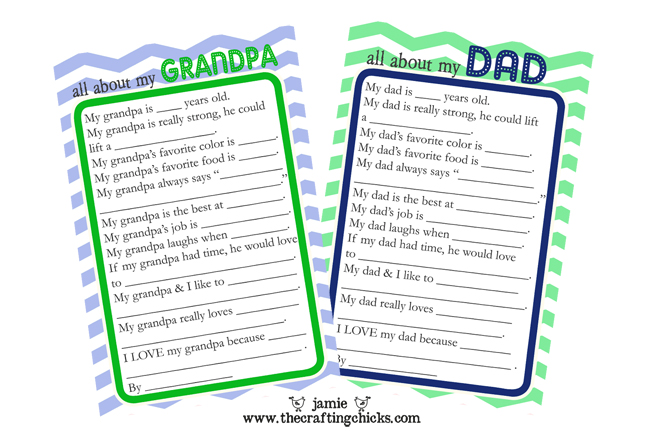 Father's Day Questionnaire & Free Printable | The Crafting Chicks