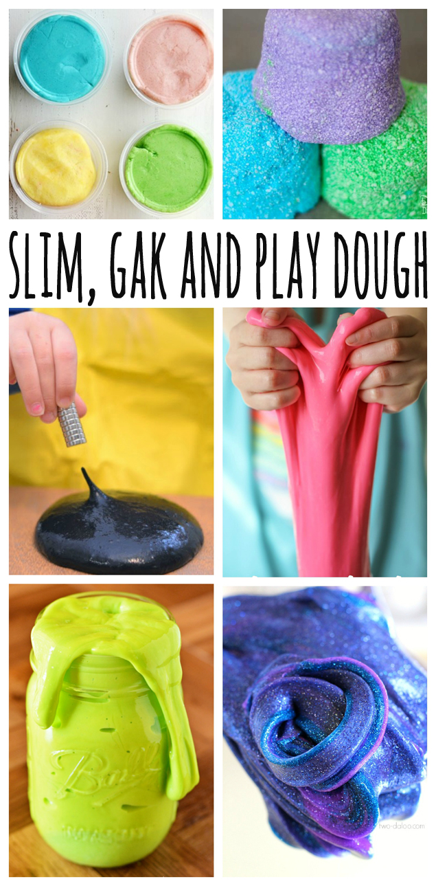 slim gak and play dough collage