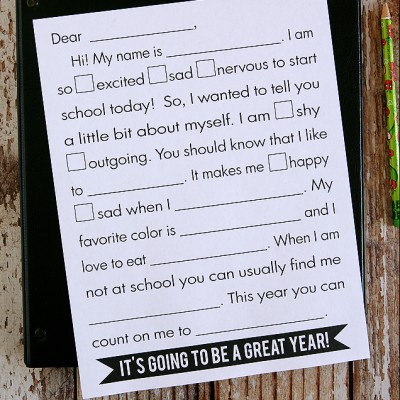 About Me Printable Letter