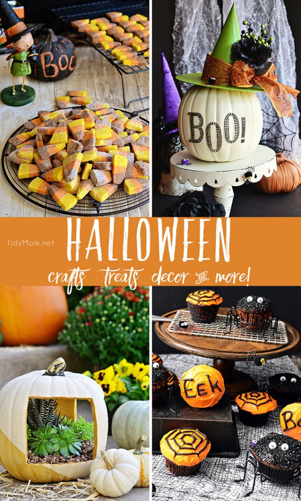 Halloween crafts, treats, recipes, decor and more at TidyMom.net