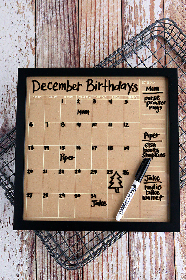 Dry Erase Birthday Calendar
