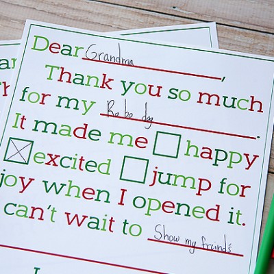 Christmas Thank You Letters For Kids