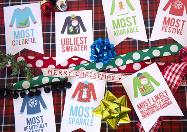 Ugly sweater shop awards printable