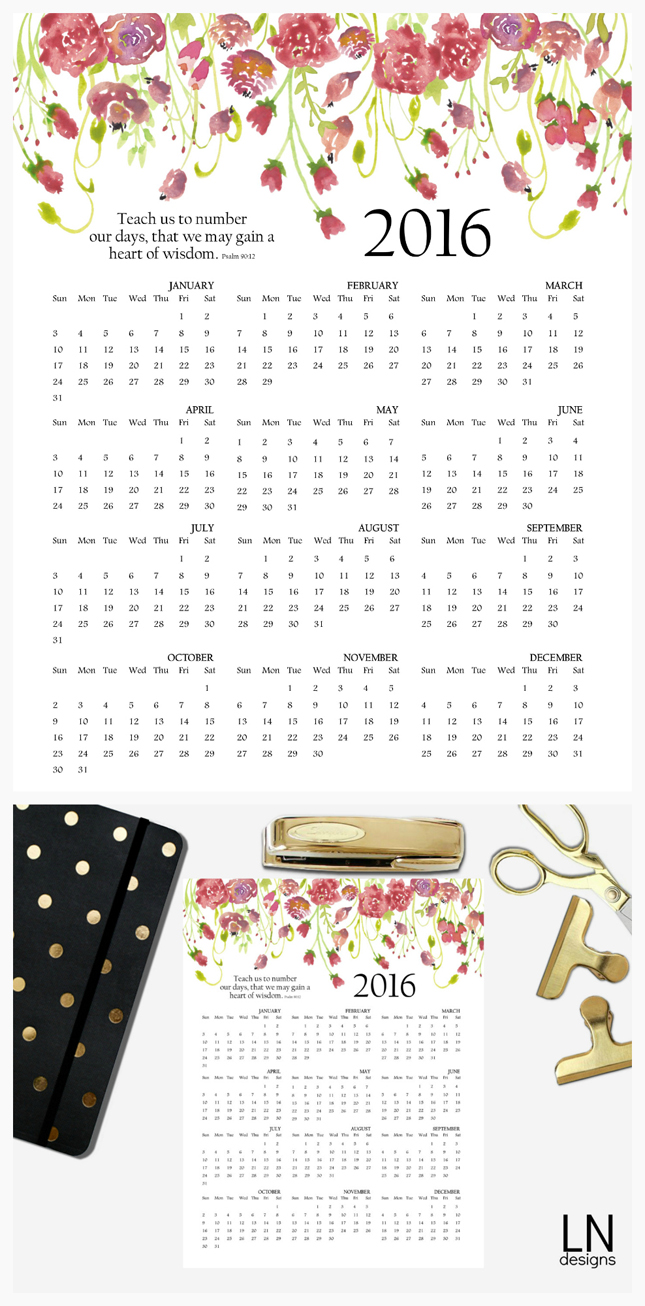 2016 free printable calendar 