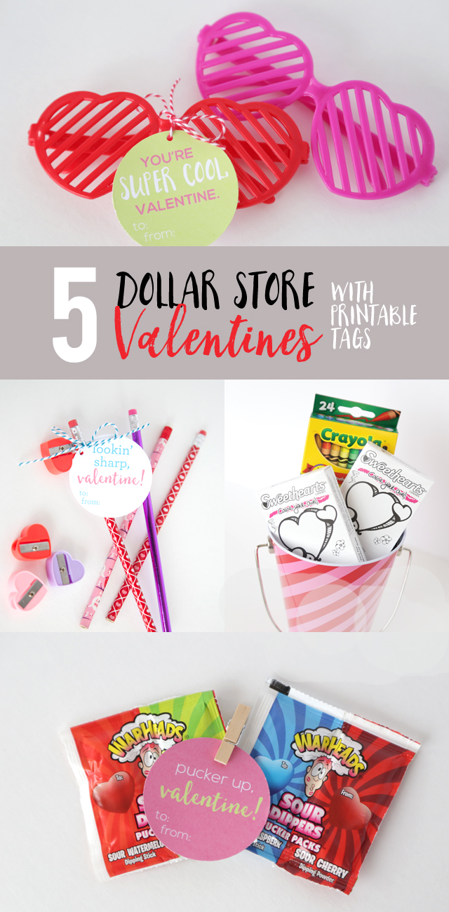 5 Dollar Store Valentines for Kids-With Printable Tags