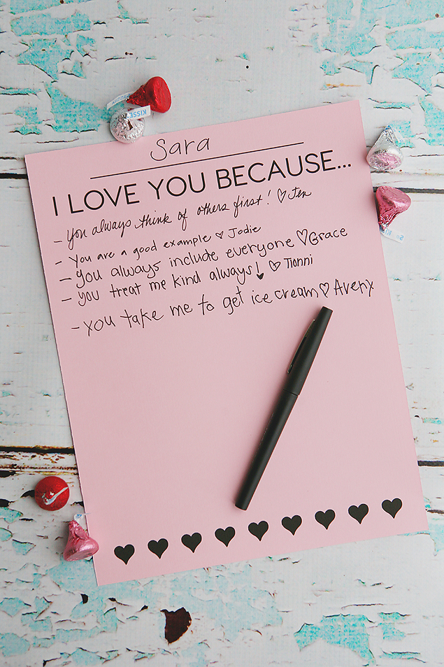 I Love You Because... | Valentine's Day Activity with free print! 