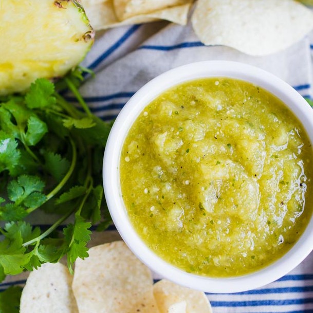 Pineapple Tomatillo Salsa - Eighteen25