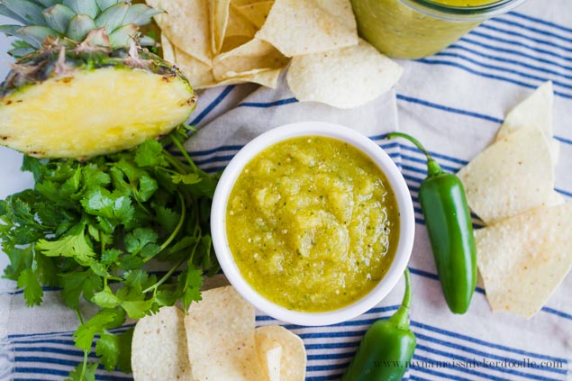 Pineapple Tomatillo Salsa | Fresh Salsa Recipe that's a little sweet and a little spicy! 