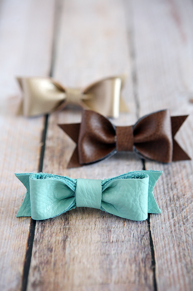 faux leather hair bows