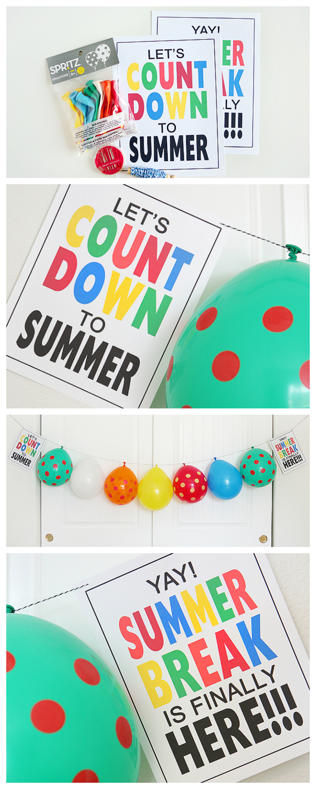 Balloon Countdown to Summer Break - grab the free prints and string some balloons. The kids are going to LOVE popping them each day. 