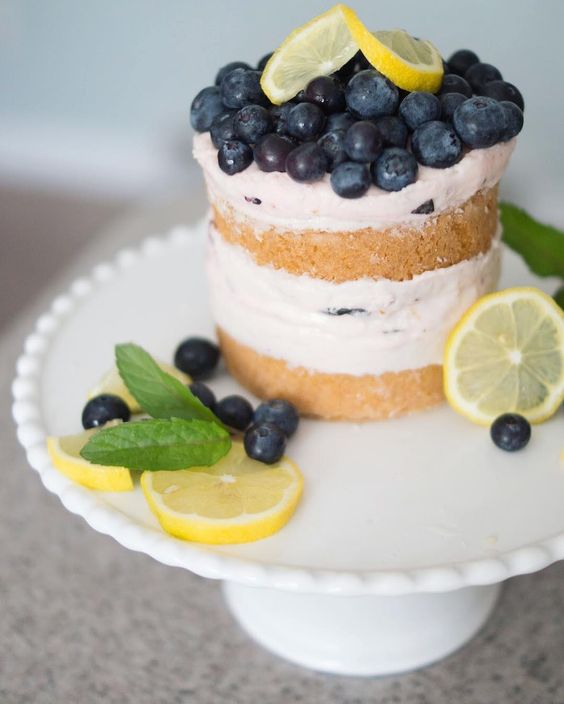 Lemon Cake with Blueberry Buttercream