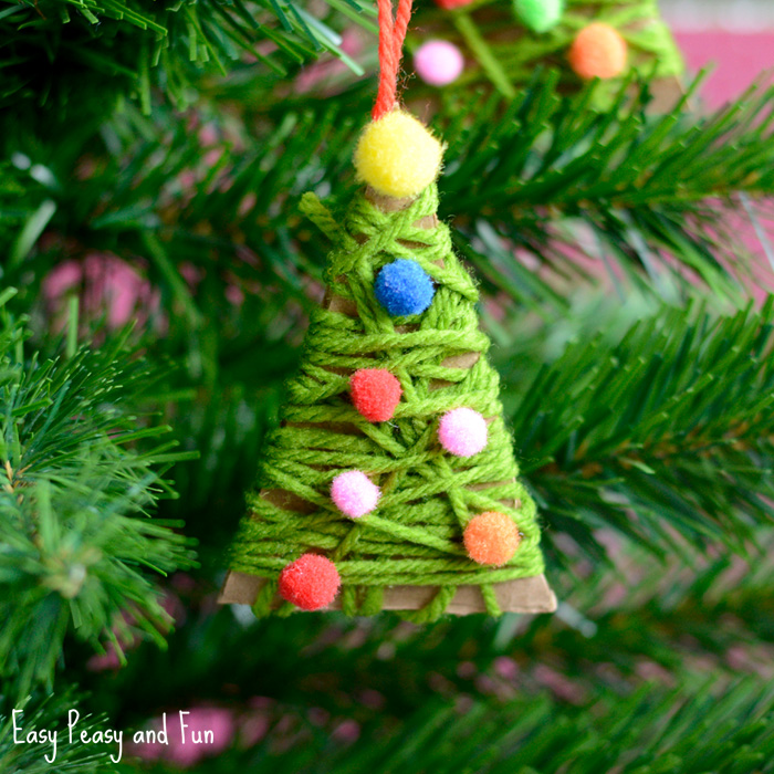 Yarn Wraped Christmas Ornament Craft For Kids Eighteen25