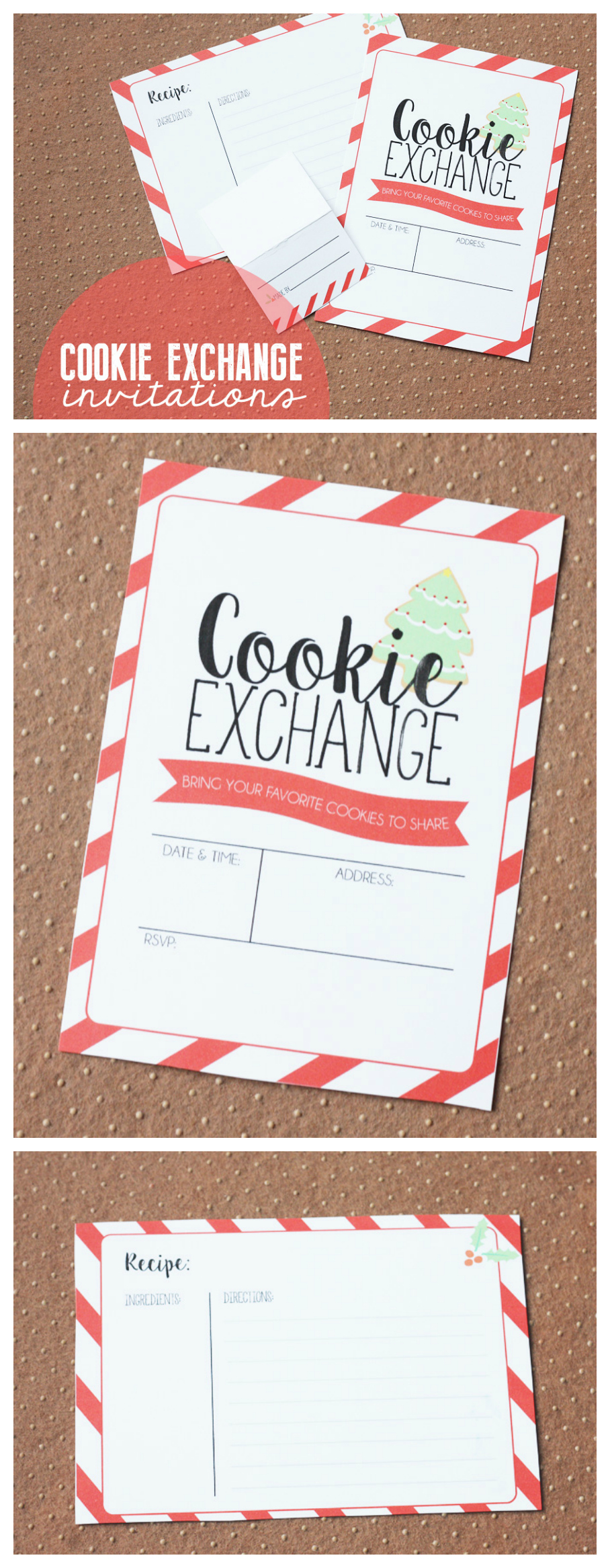 Free Printable Cookie Exchange Invitations and Recipe Cards