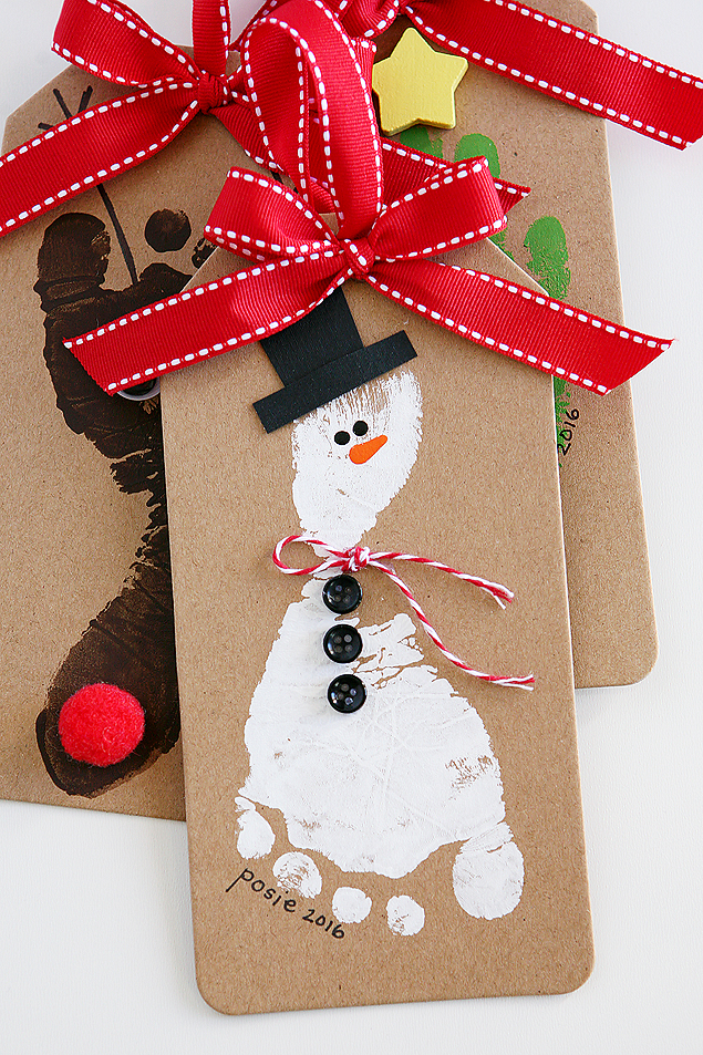 Snowman Footprint Christmas Ornament | Handprint and footprint Christmas Ornaments