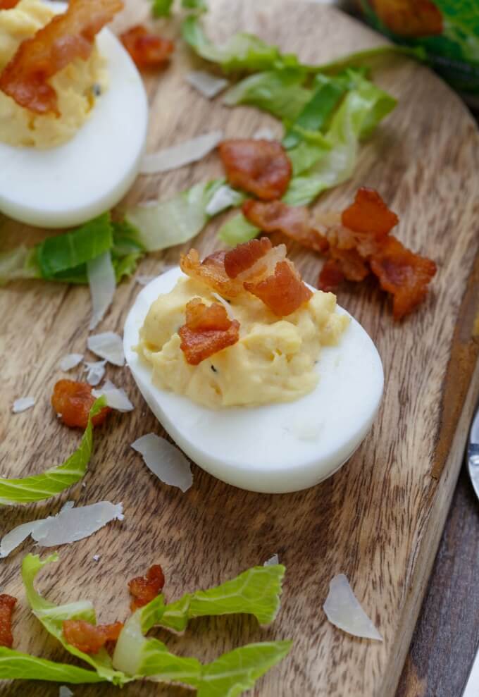 Caesar Deviled Eggs from The Cookie Writer