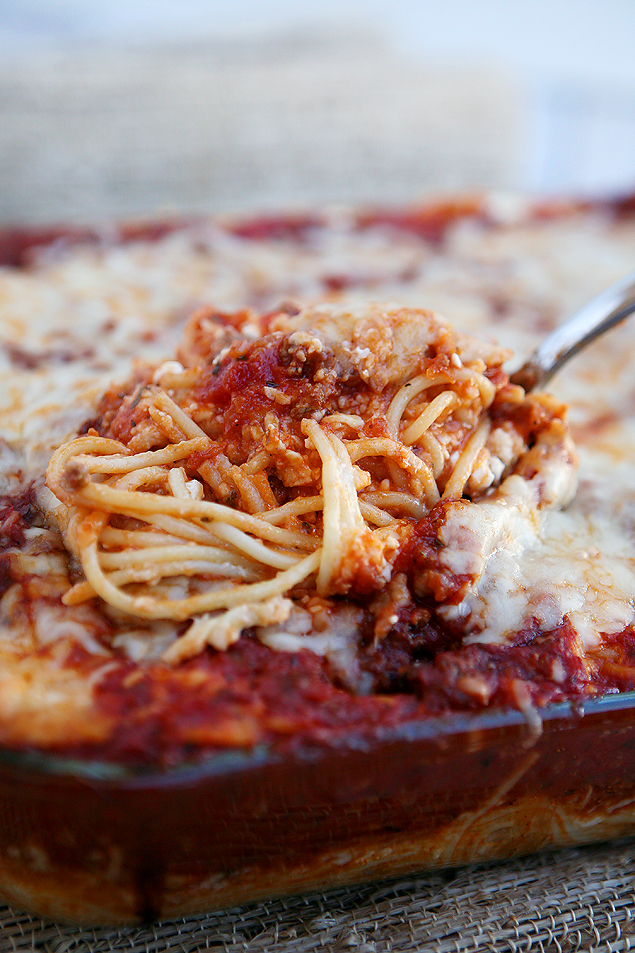 Easy Cheesy Baked Spaghetti. A family favorite recipe!