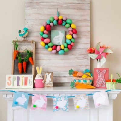 Pretty Easter Mantel Decorations