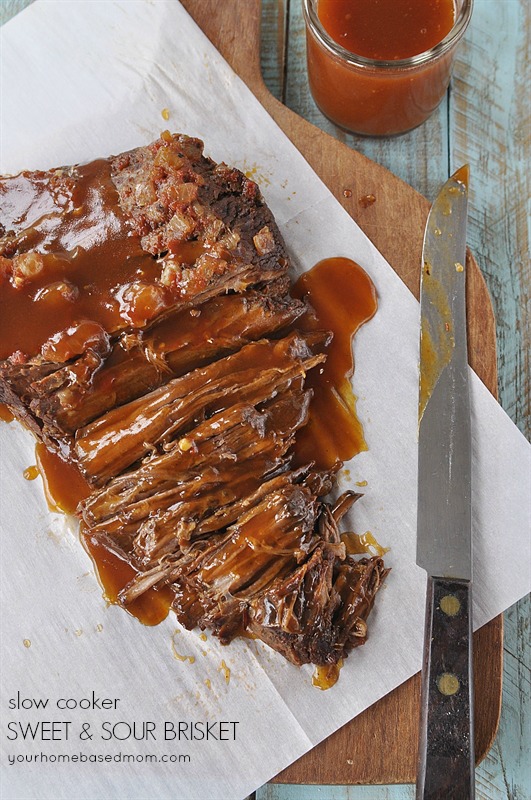 Slow Cooker Sweet & Sour Beef Brisket from Your Homebased Mom