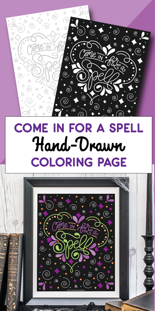 Come In For a Spell Coloring Page - Free Halloween Coloring Page