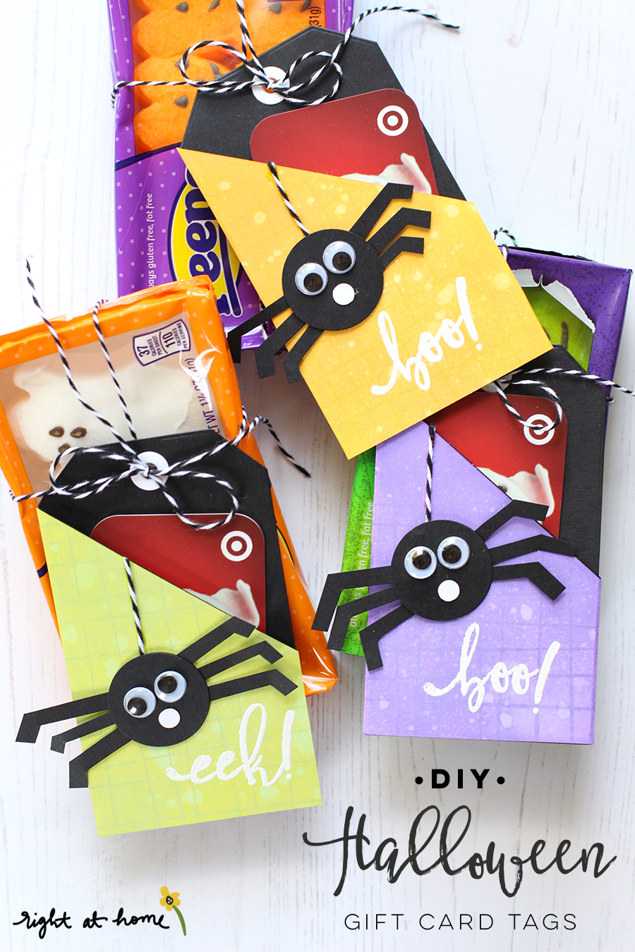 DIY Halloween Gift Card Tags- Halloween Spider Cards