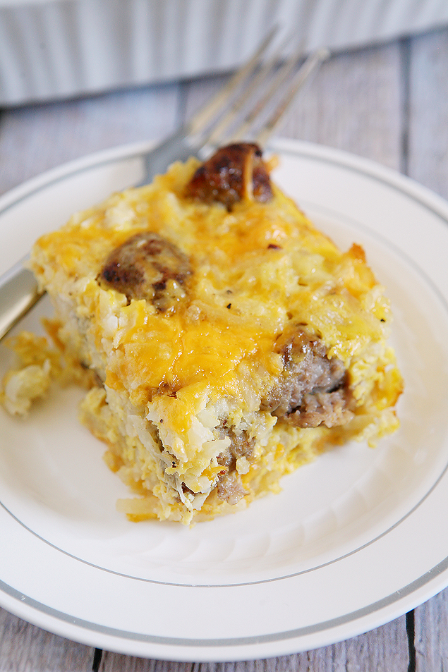 Sausage, Cheese and Hash Brown Breakfast Casserole - Eighteen25