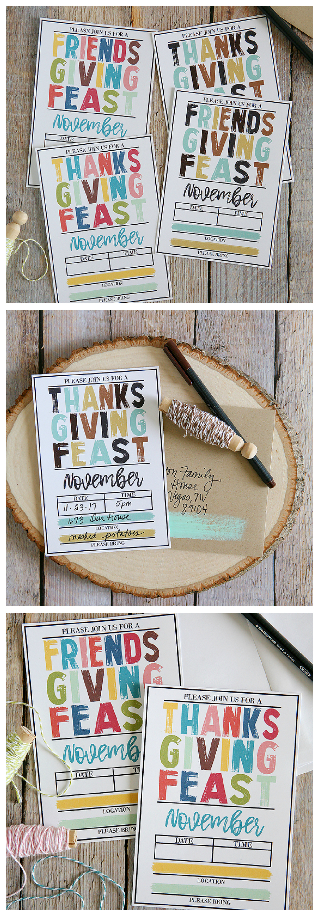 Free Printable Thanksgiving Invitations - Includes printable Friendsgiving Invites too! 