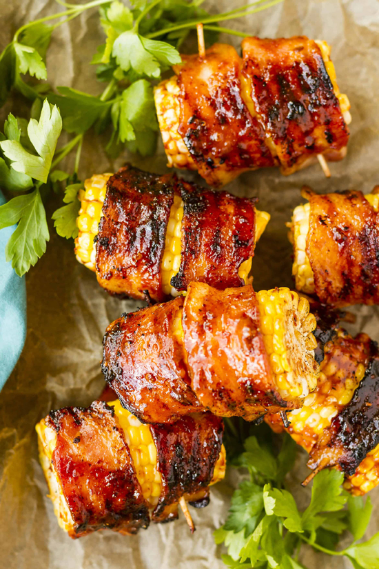 Sweet & Spicy Bacon Wrapped Corn on the Cob | Unsophisticook