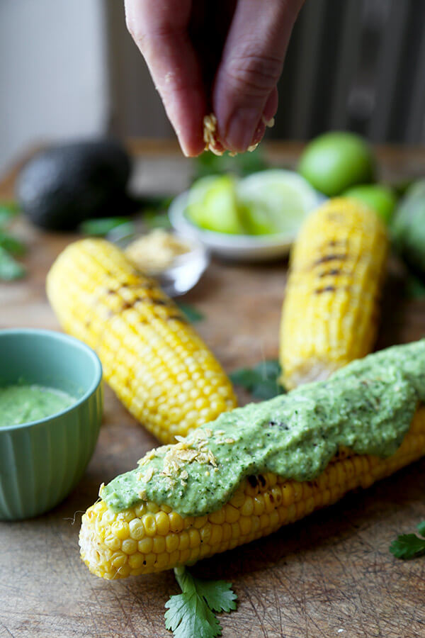 Grilled Corn with Tomatillo Dressing | Pickled Plum