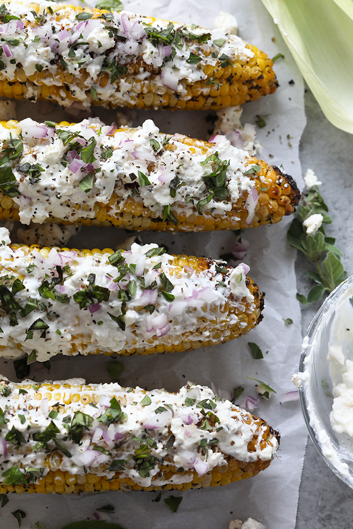 Grilled Mediterranean Street Corn with Feta Cheese | Fit Foodie Finds