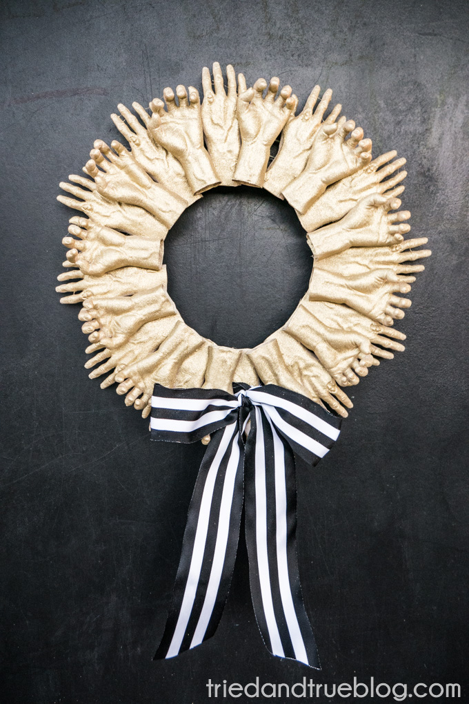A fun and spooky Zombie Hands Halloween Wreath