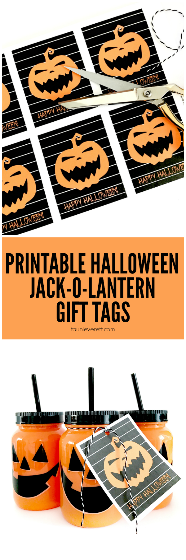 Jack-O-Lantern Halloween Printable Gift Tag | Free Halloween Printable tags to attach to a treat or small gift!