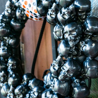 Metallic Skulls Halloween Wreath