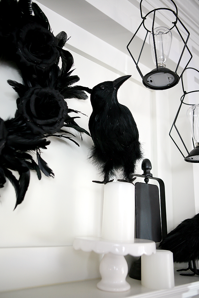 Awesome Black and White Halloween Mantel | Fun Halloween Decorating Ideas