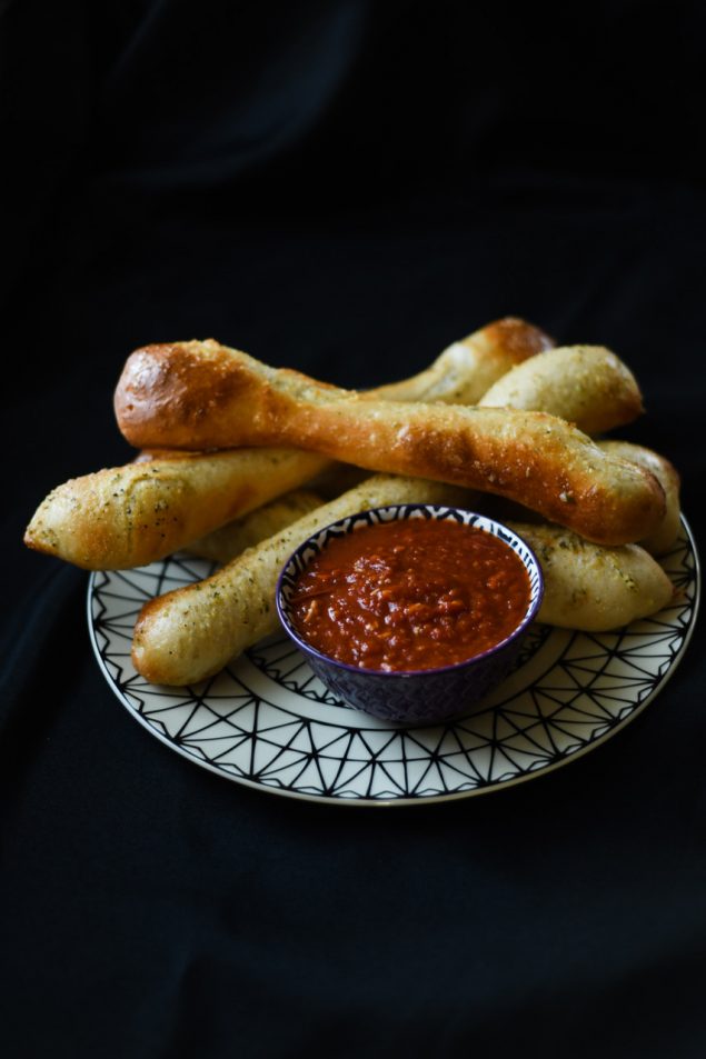 Delicous Bones And Blood Breadsticks for Halloween