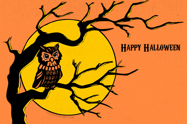 Retro Inpsired Printable Halloween Postcard.   The design and color are perfection.  Download yours today at Eighteen25.com