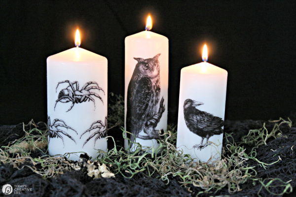 Image Transfer Halloween Candles | Halloween Crafts